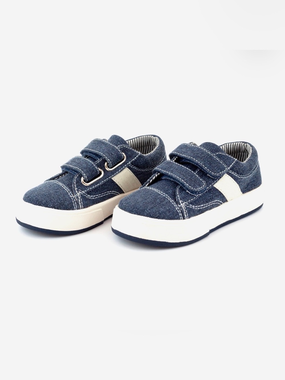 9💙 Morgan & Milo by Zutano Miles Double V Shoe in Navy Blue Canvas Hook & Loop